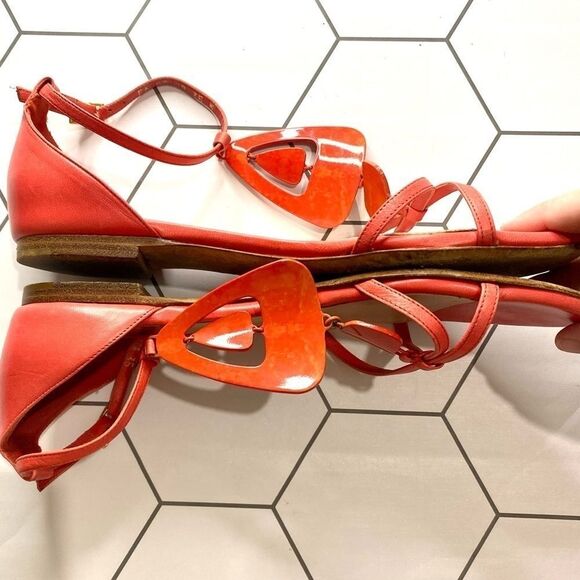Christian Dior T-Strap Orange Coral Sandals SIZE 5 - Picture 9 of 10